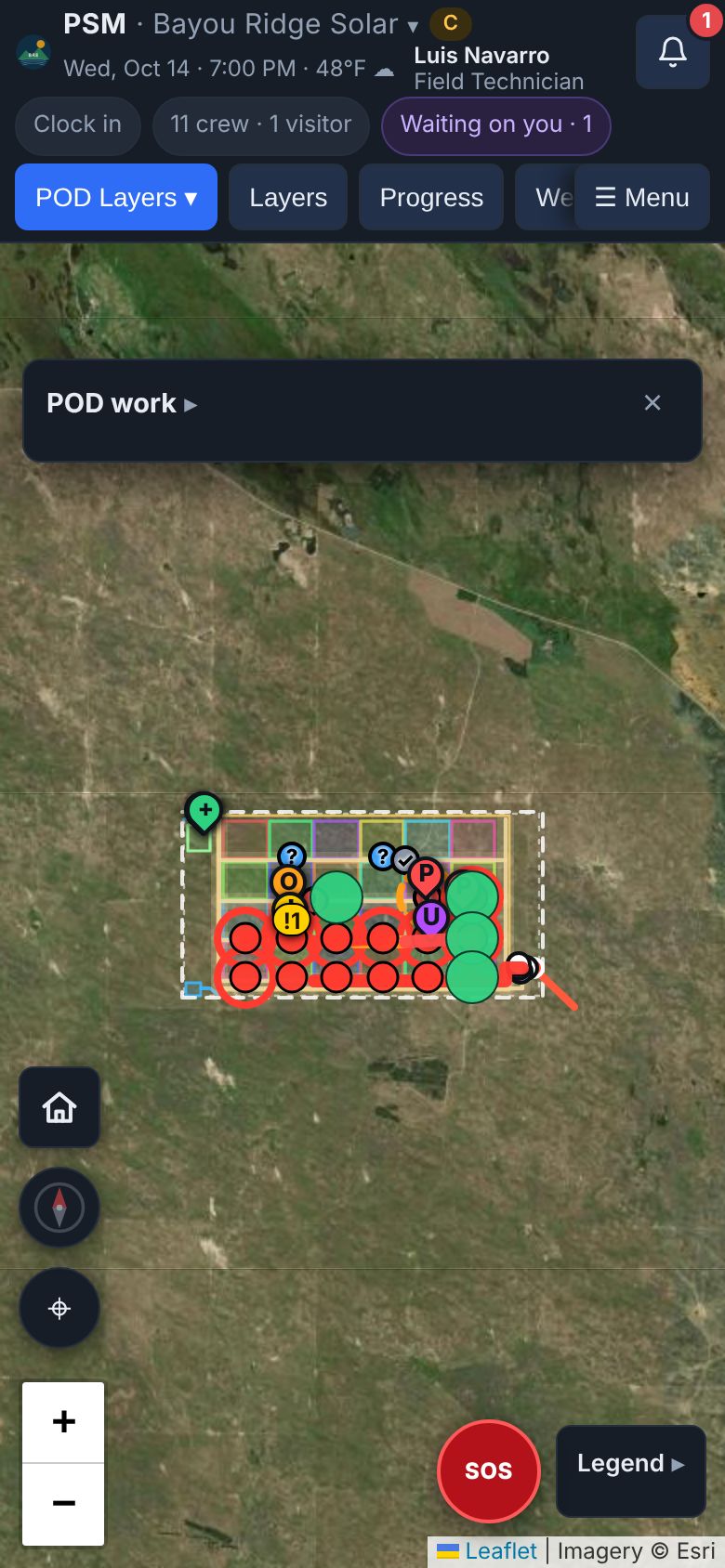 PSM on a phone, showing a solar site map